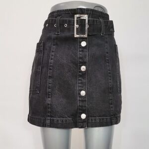 TOPSHOP Denim Belted Skirt, Size 2
